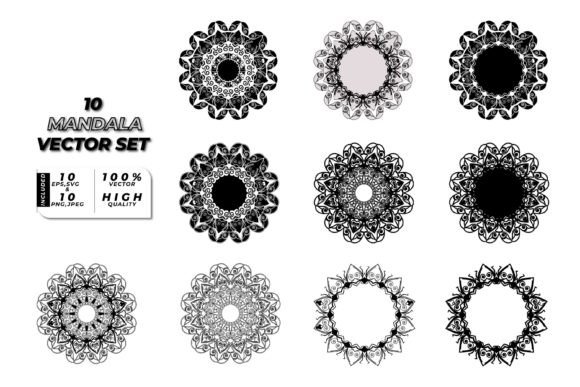 10 Mandala Vector Backgrounds Design Set: Graphics & Illustrations