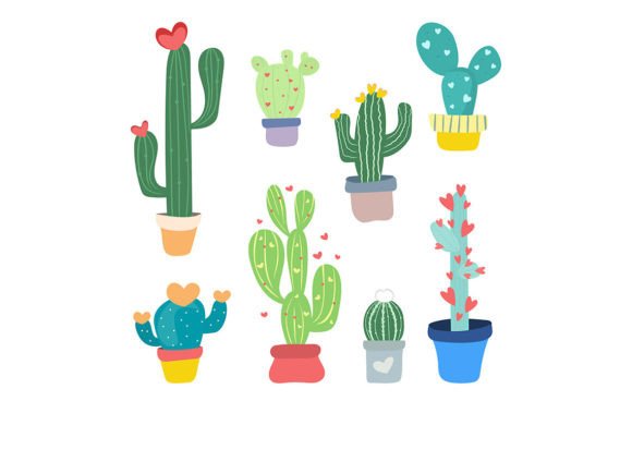 Cute Cactus Set SVG: Graphics & Illustrations for Sellers