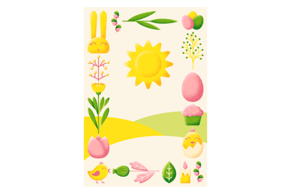 Easter Card Template: Spring Nature Deco Graphics