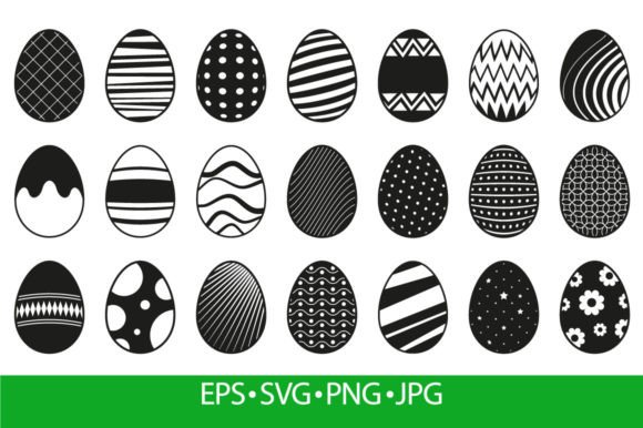 Easter Eggs Black Icons: Graphics & Illustrations