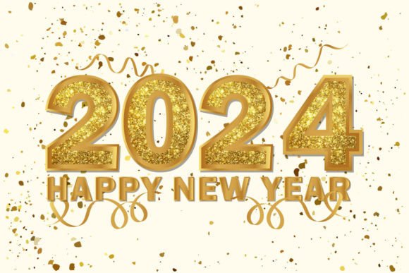 Evaluating Happy New Year 2024 Golden Glitter for Embroidery