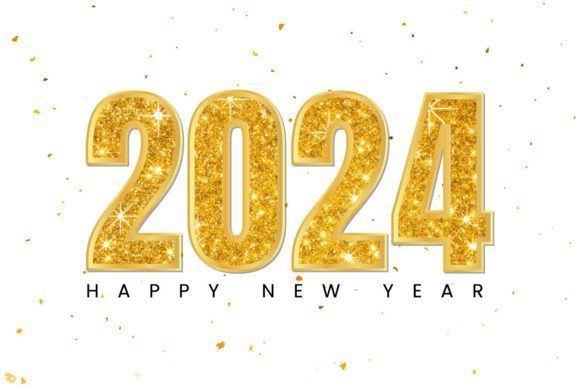 Golden Glitter New Year 2024 Design: Graphics & Illustrations Review