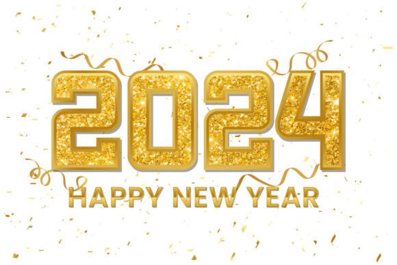 Golden Happy New Year 2024 Text Effect: Graphics & Illustrations