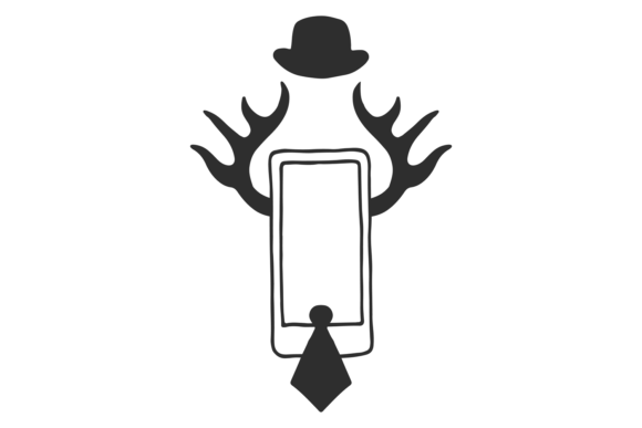 Hipster Logo Smartphone with Deer Horns Graphics