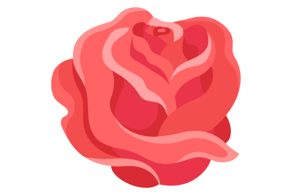 Rose Flower. Cartoon Red Blooming Decora: Graphics & Illustrations