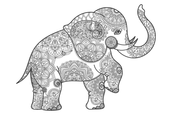 Stylized Indian Elephant Pattern Silhouette Graphics Review