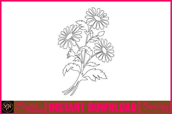 Sunflower Line Art SVG Elements 6 Graphics Review