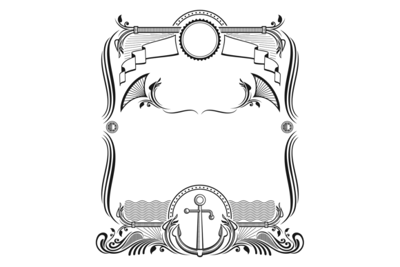 Vintage Baroque Border with Nautical Anchor Graphics & Illustrations