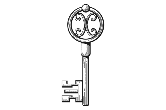 Vintage Key Graphics for Boutique Brand Illustrations